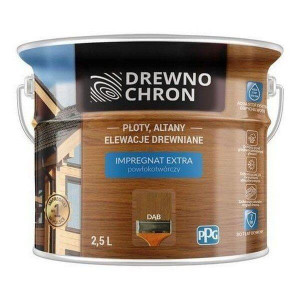 Zestaw Impregnat Extra Powłokotwórczy Dąb 2,5L Drewnochron + Pędzel Włoski 70 mm GRATIS