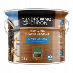 Zestaw Impregnat Extra Powłokotwórczy Zielony 2,5L Drewnochron + Pędzel Włoski 70 mm GRATIS