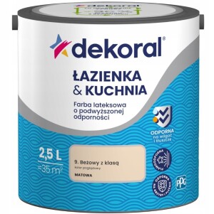 Farba Lateksowa Łazienka&Kuchnia Beżowy Z Klasą 2,5L Dekoral