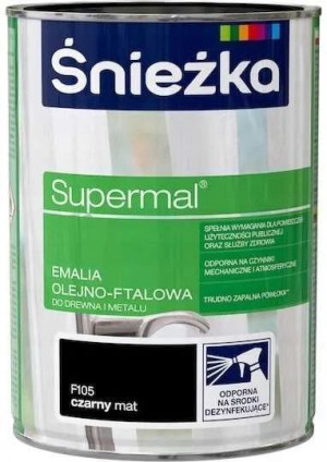 Emalia Olejno-Ftalowa Supermal Czarny Mat 0,2L Śnieżka