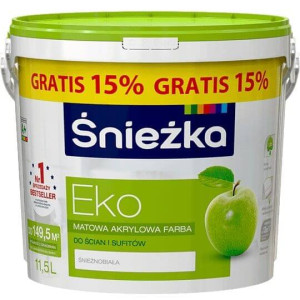 Śnieżka Eko farba matowa akrylowa do ścian i sufitów 11,5L śnieżnobiała