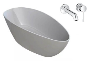 Zestaw Wanna Wolnostojąca Riva Snow White RIVA0001 157x70 Emporia + Bateria Podtynkowa Umywalkowa 2-otw + GRATISY