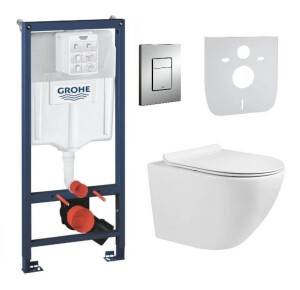 Zestaw Podtynkowy 5w1 Rapid SL Stelaż Grohe + Przycisk Skate + Wsporniki + Mata + Miska WC z Deską