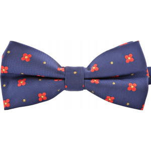 Muszka w kwiatki kropki granatowa elegancka wesele