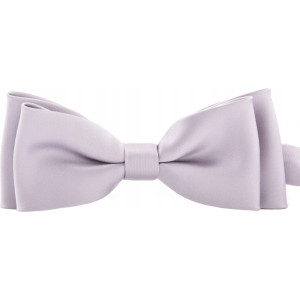 Srebrna mucha z białą poszetką muszka elegancka pl