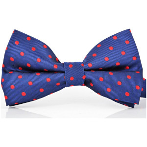 Elegancka granatowa muszka męska czerwona kropki