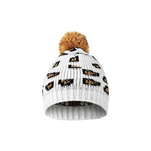 Czapka zimowa podwójna ciepła biała beżowa pompon