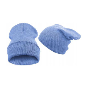 Czapka beanie smerfetka dwuwarstwowa niebieska