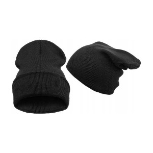 Czapka smerfetka beanie czarna krasnal dwuwarstwow