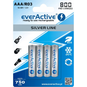Akumulatorki komplet 4x everactive aaa r03 800mah