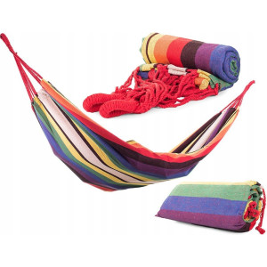 Hamak ogrodowy bawełniany 200x80 bujak z pokrowcem