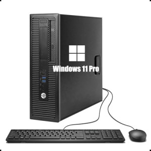 HP EliteDesk 800 G1 SFF - Ordenador de sobremesa (Intel Core i5-4590, 16 GB de RAM, 256 GB SSD, WiFi, Bluetooth, teclado QWERTY de EE.UU., Windows 11