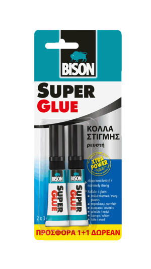 KΟΛΛΑ ΣΤΙΓΜΗΣ BISON SUPER GLUE LIQUID 2x3gr 1+1 ΔΩΡΟ 66988