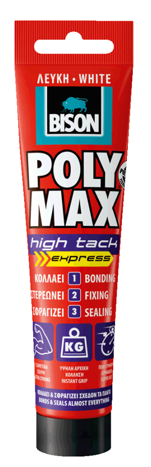 KΟΛΛΑ - ΣΙΛΙΚΟΝΗ BISON POLY MAX HIGH TACK EXPRESS ΛΕΥΚΗ 165gr 25692