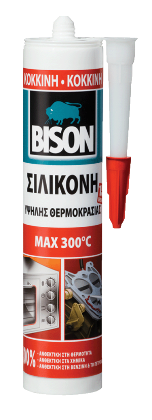ΣΙΛΙΚΟΝΗ ΥΨΗΛΗΣ ΘΕΡΜΟΚΡΑΣΙΑΣ 300°C BISON SILICONE HIGH TEMP ΚΟΚΚΙΝΗ 280ml 6303182