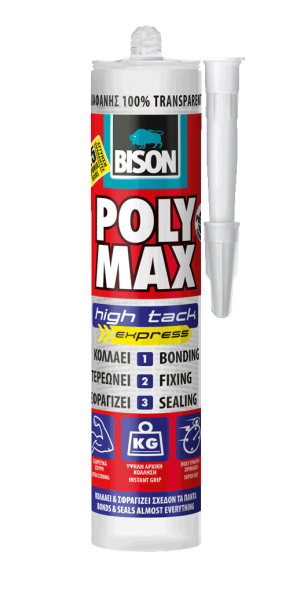 ΚΟΛΛΑ - ΣΙΛΙΚΟΝΗ BISON POLY MAX HIGH TACK EXPRESS ΔΙΑΦΑΝΗ 300gr 25690