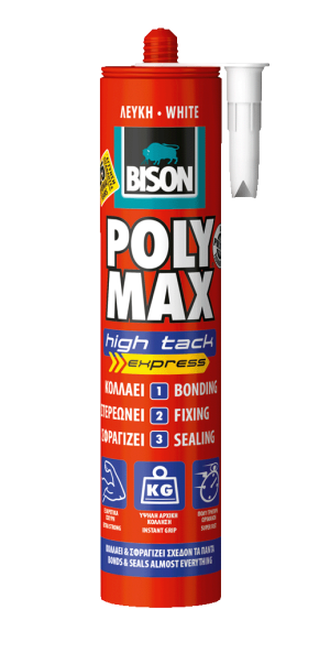 KΟΛΛΑ - ΣΙΛΙΚΟΝΗ BISON POLY MAX HIGH TACK EXPRESS ΛΕΥΚΗ 440gr 7001192