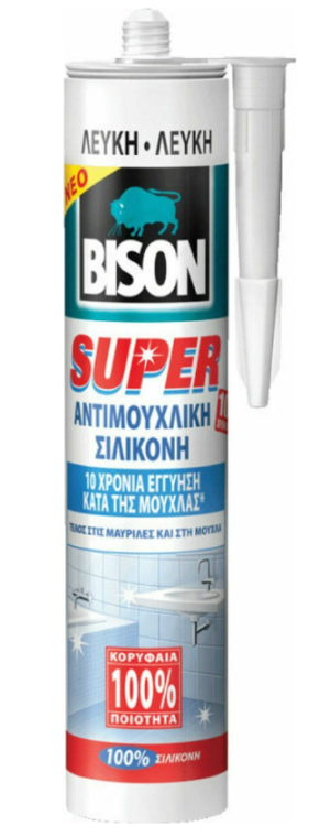 ΣΙΛΙΚΟΝΗ ΑΝΤΙΜΟΥΧΛΙΚΗ SUPER SANITARY ΛΕΥΚΗ 280ml BISON 7000612