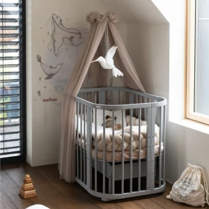 5in1 kinderbed met matras en wiegoptie - Grijs