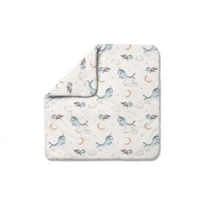 Bambus Decke mit Füllung Wale 75x75 + Zusätzliches Band Kühles Beige