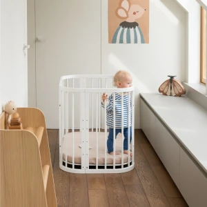 5in1 Babybett mit Matratze und Wiege - weiß