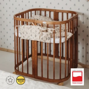 Waldin Drewniane Łóżeczko 7w1 z materacem - Vintage