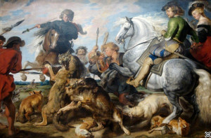 Reprodukcja obrazu Wolf and Fox Hunt - Peter Paul Rubens