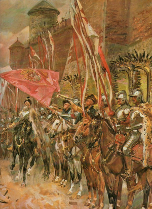 Reprodukcja Żółkiewski z husarią, Kossak Wojciech