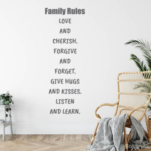 Naklejka na ścianę sentencja Family rules 2434