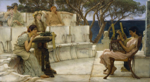 Reprodukcja obrazu Sappho and Alcaeus - Lawrence Alma-Tadema