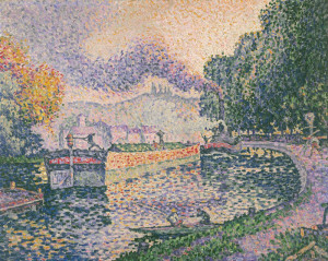 Reprodukcja The Tugboat, Canal in Samois - Paul Signac