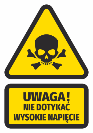 Naklejka Nie dotykać, wysokie napięcie