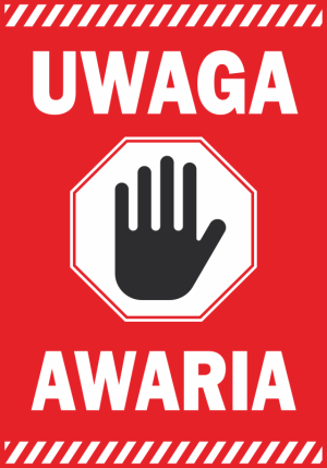 Naklejka BHP Uwaga awaria