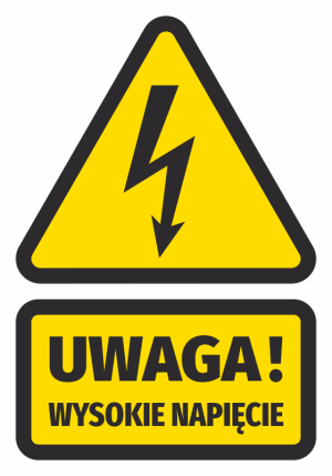 Naklejka BHP Uwaga, wysokie napięcie