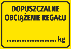 Naklejka Dopuszczalne obciążenie regału