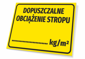 Tabliczka Dopuszczalne obciążenie stropu