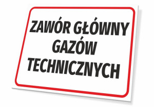 Tabliczka Zawór główny gazów technicznych
