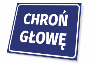 Tabliczka BHP Chroń głowę