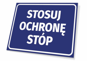 Tabliczka BHP Stosuj ochronę stóp