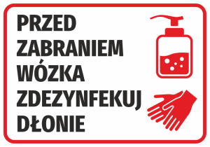 Naklejka Przed zabraniem wózka zdezynfekuj dłonie
