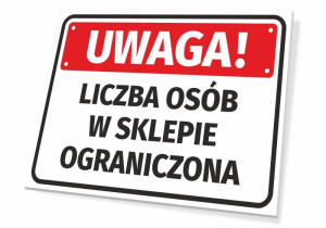 Naklejka BHP Uwaga liczba osób w sklepie ograniczona