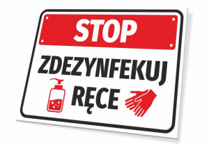 Tabliczka Stop - zdezynfekuj ręce