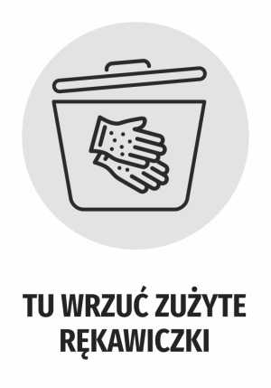 Naklejka Tu wrzuć zużyte rękawiczki