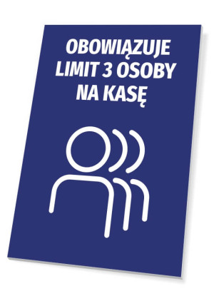 Tabliczka Obowiązuje limit 3 osoby na kasę T493