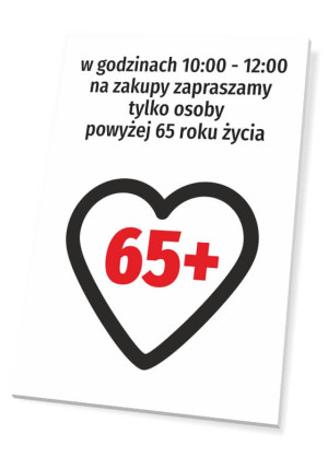 Tabliczka Zakupy dla osób powyżej 65 roku życia