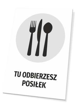 Tabliczka informacyjna Tu odbierzesz posiłek