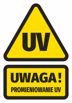 Naklejka Uwaga Promieniowanie UV