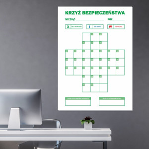 Tablica suchościeralna lean krzyż bezpieczeństwa 079