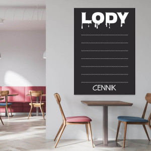 Tablica kredowa z nadrukiem Lody - cennik 009