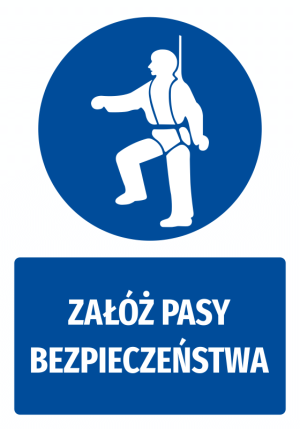 Naklejka BHP z piktogramem Załóż pasy bezpieczeństwa